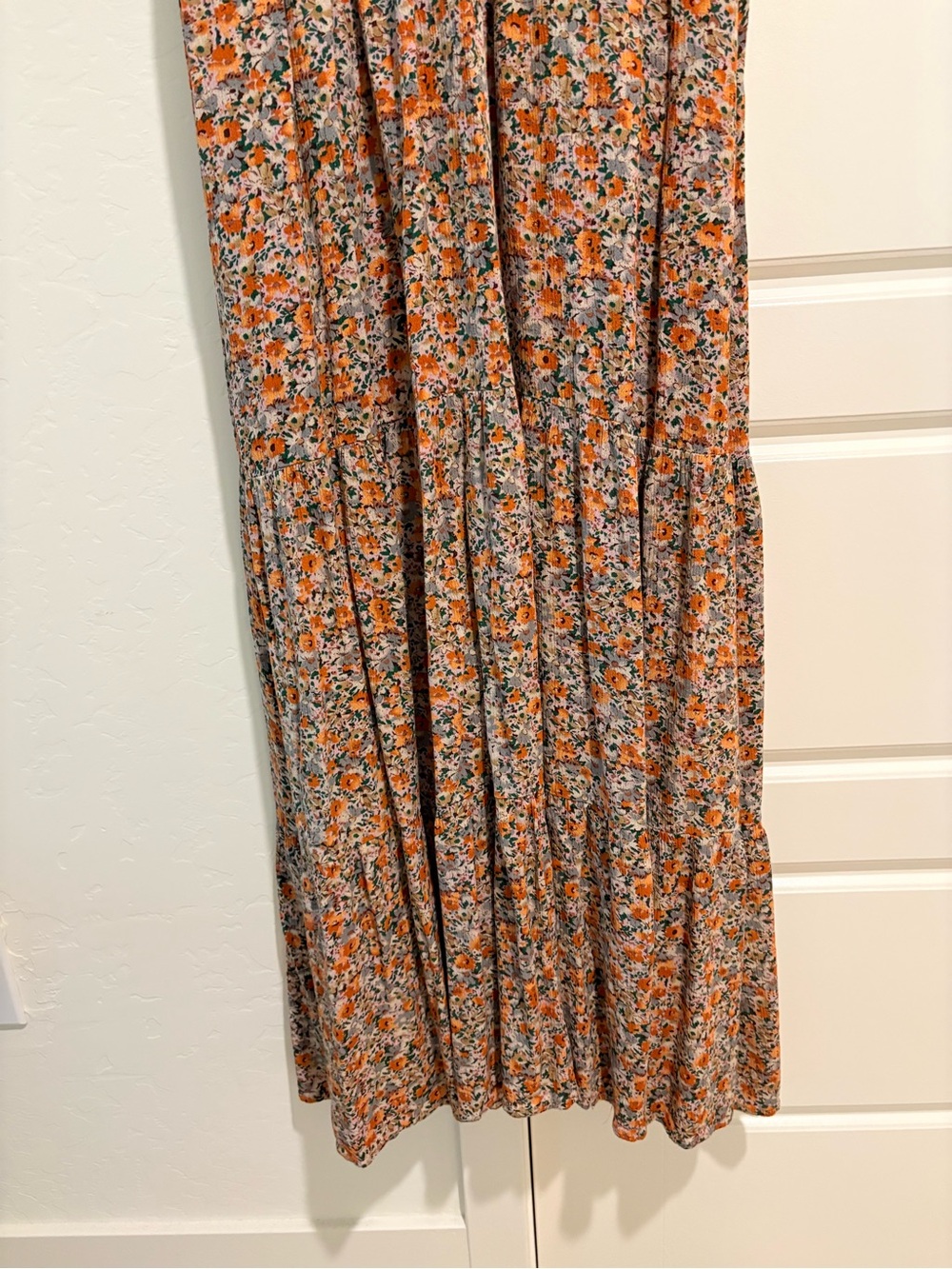NATURAL LIFE Cottagecore Boho Orange Floral Tiered Maxi Dress Sz M - Picture 6 of 10
